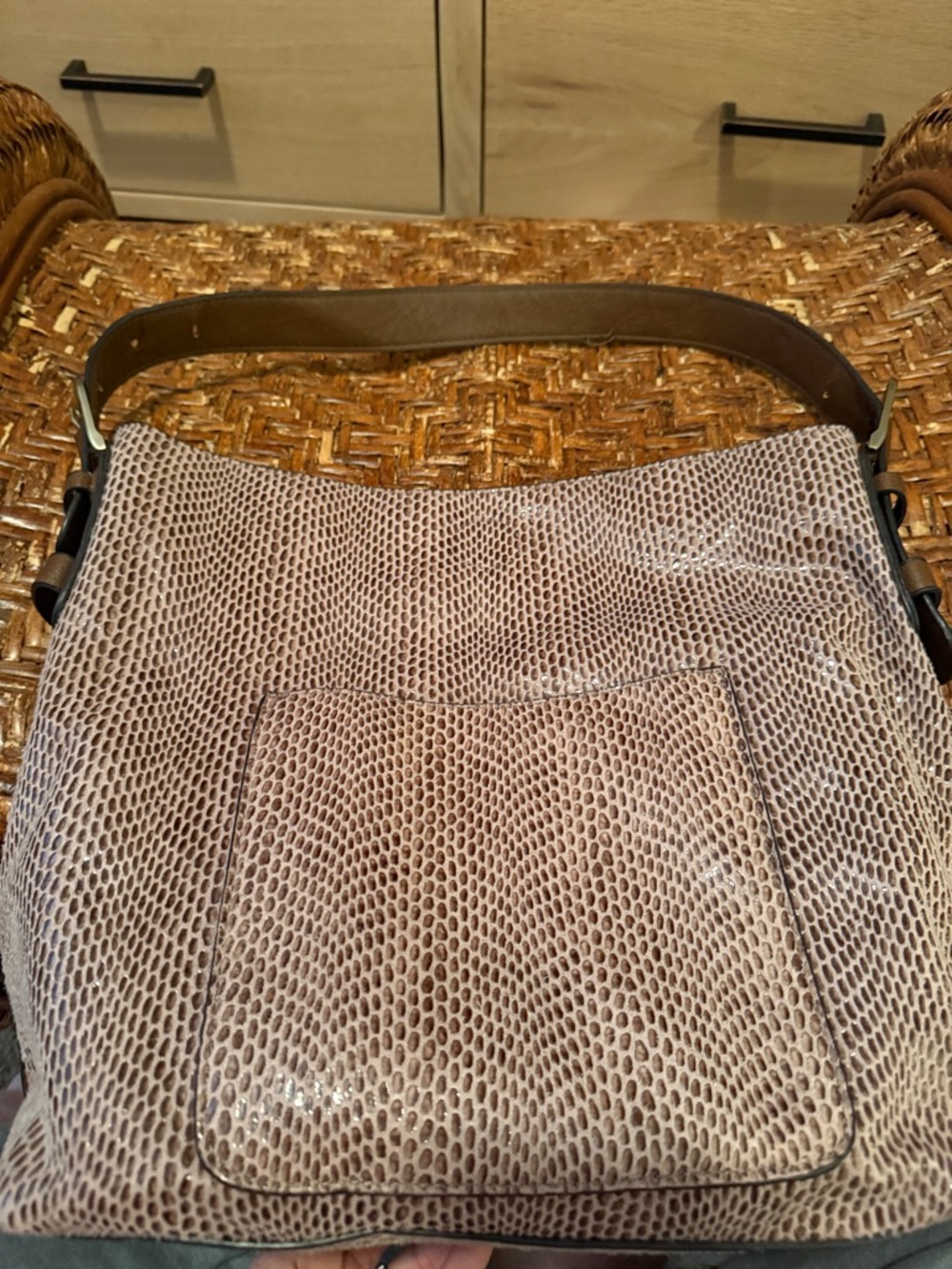 Joy Susan Python Print Hobo Bag w/ Removable Insert Crossbody Vegan Leather